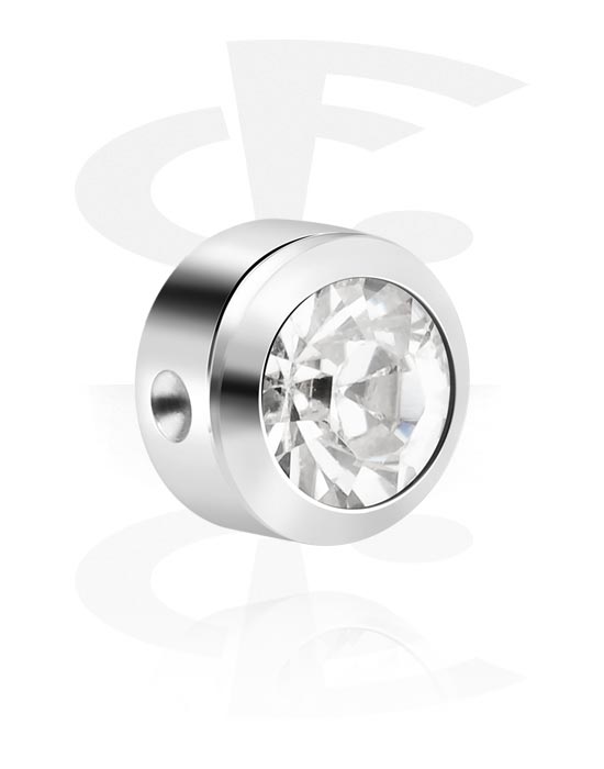 Kulor, stavar & mer, Attachment for ball closure rings (titanium, shiny finish) med kristallsten, Titan