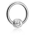 Anéis piercing, Ball closure ring (titânio, acabamento brilhante) com pedra de cristal em diversas cores, Titânio ASTM F136