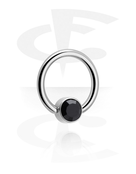 Piercing Ringe, Ball Closure Ring (Titan, glänzend) mit Kristallstein in mehreren Farben, Titan