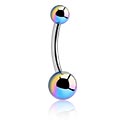 Curved Barbells, Belly button ring (titanium, anodized) with balls, Titanium ASTM F136