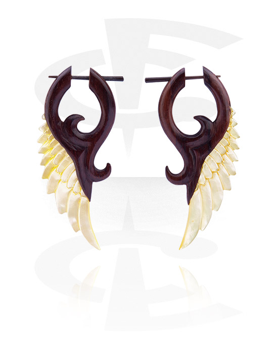 Earrings, Studs & Shields, Earrings with wing design, Wood