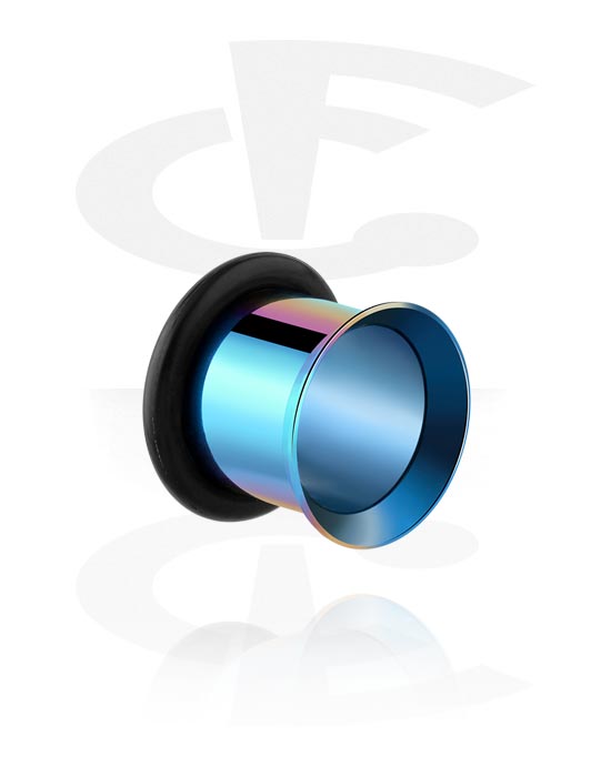 Tunnel & Plug, Single flared tunnel (titanio, finitura lucida, vari colori) con o-ring, Titanio