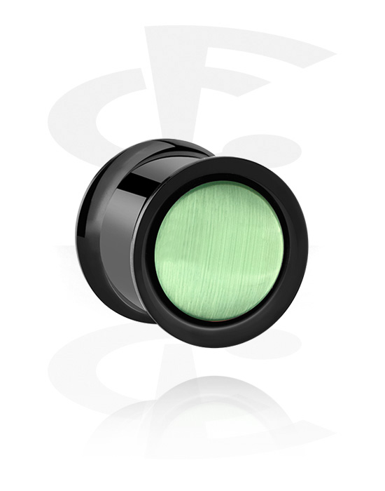 Tunnels & Plugs, Double flared tunnel (acrylic, black) with cap in various colors, Acrylic