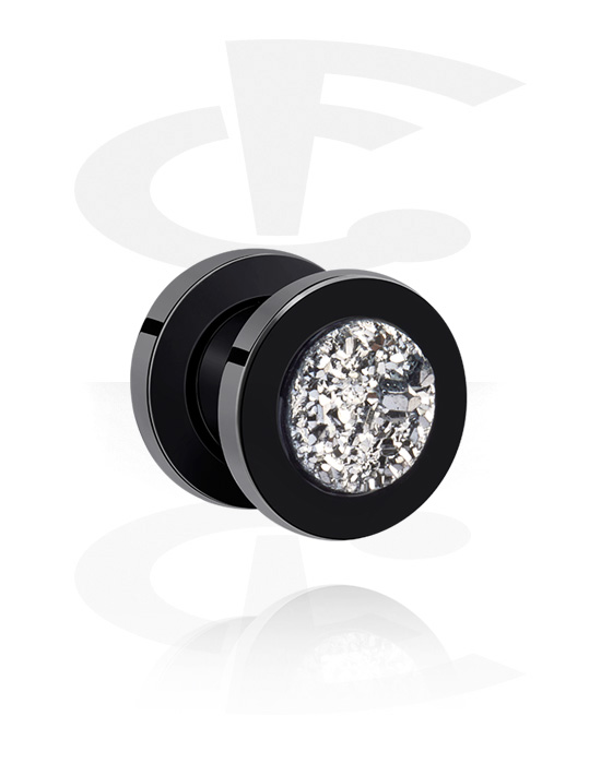 Tunnels & Plugs, Screw-on tunnel (acrylic, black) with diamond look in various colours, Acrylic