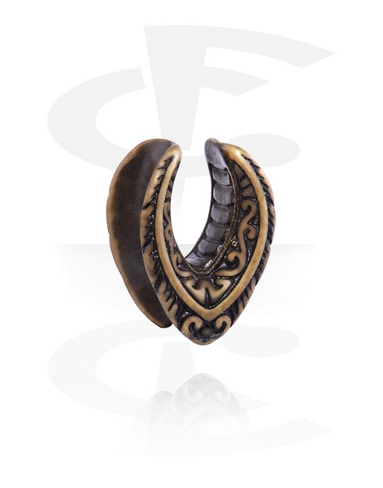 Tunnels & Plugs, Half tunnel (surgical steel, antique copper) with ornament, Surgical Steel 316L