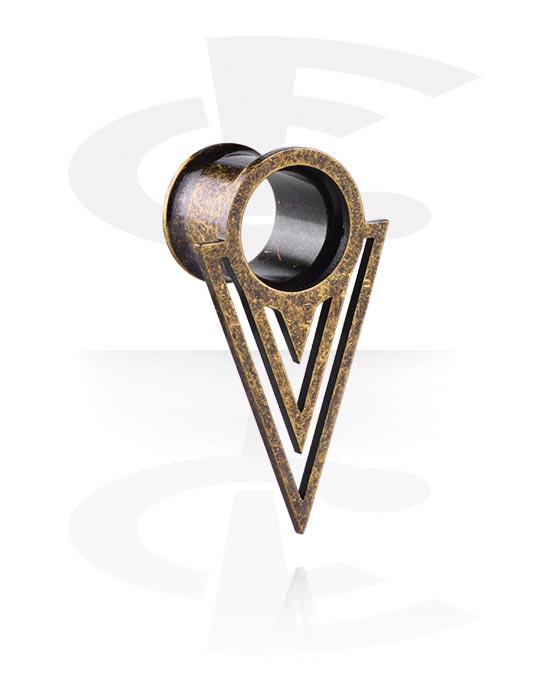 Tunnels & Plugs, Double flared tunnel (surgical steel, antique copper) with geometric attachment, Surgical Steel 316L