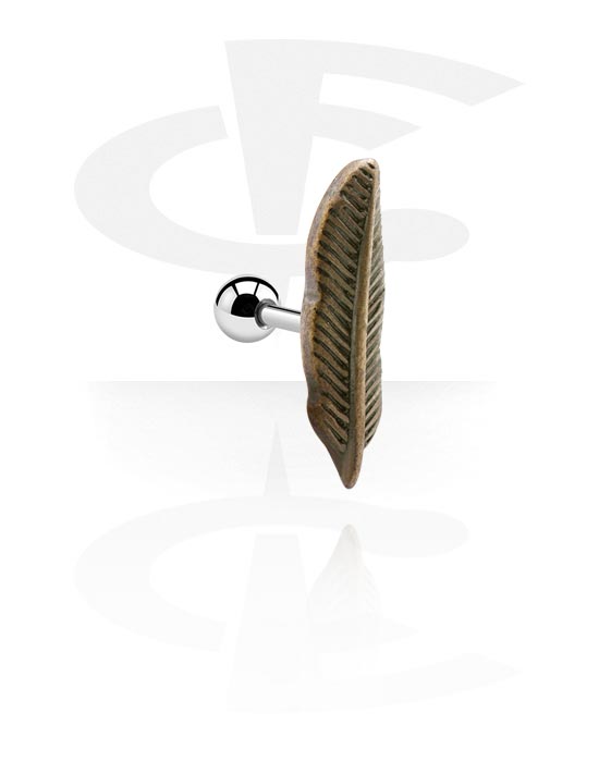 Helix & Tragus, Tragus piercing val vel antik arany kiegészítő, Sebészeti acél, 316L