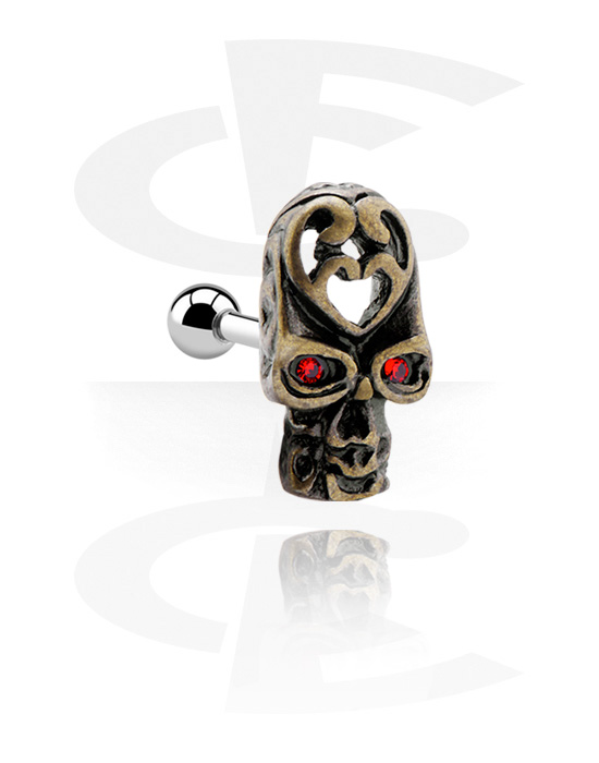 Helix & Tragus, Tragus Piercing with skull attachment, Surgical Steel 316L
