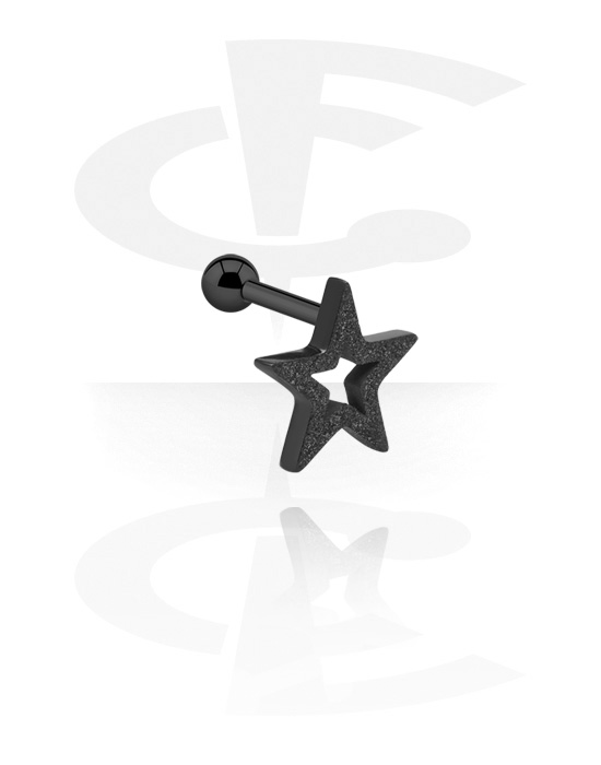 Helix & Tragus, Tragus Piercing with star design, Surgical Steel 316L