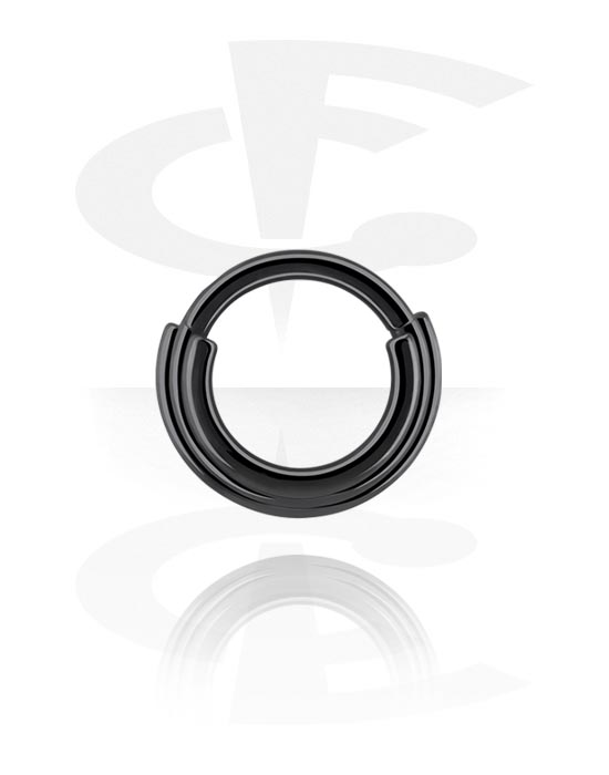 Piercing Rings, Piercing clicker (surgical steel, black, shiny finish), Surgical Steel 316L