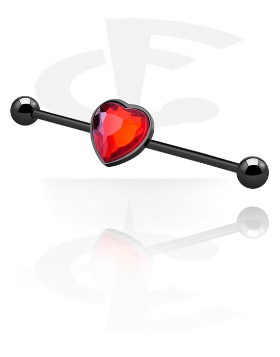 Barbells, Black Industrial Barbell with heart design, Surgical Steel 316L