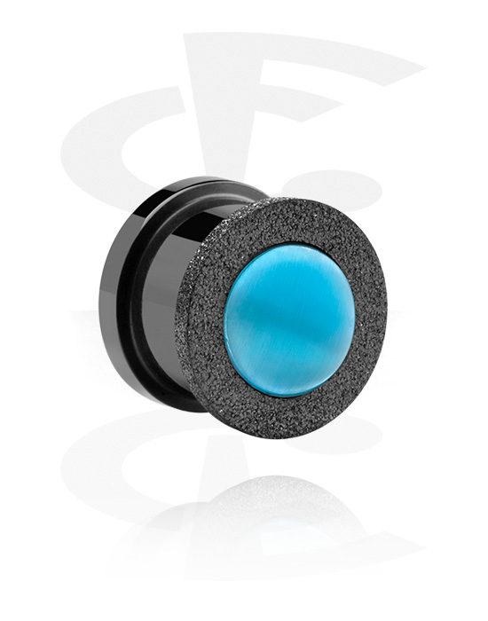 Tunnels & Plugs, Screw-on tunnel (surgical steel, black, shiny finish) with cap in various colours, Surgical Steel 316L