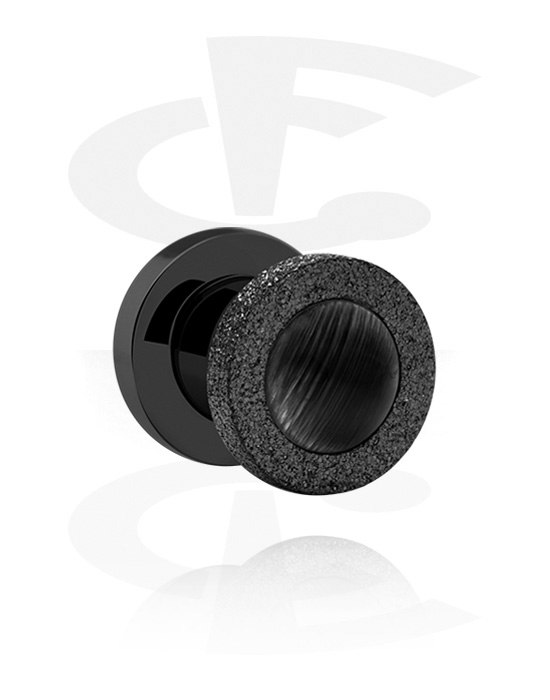 Tunnels & Plugs, Screw-on tunnel (surgical steel, black, shiny finish) with cap in various colors, Surgical Steel 316L