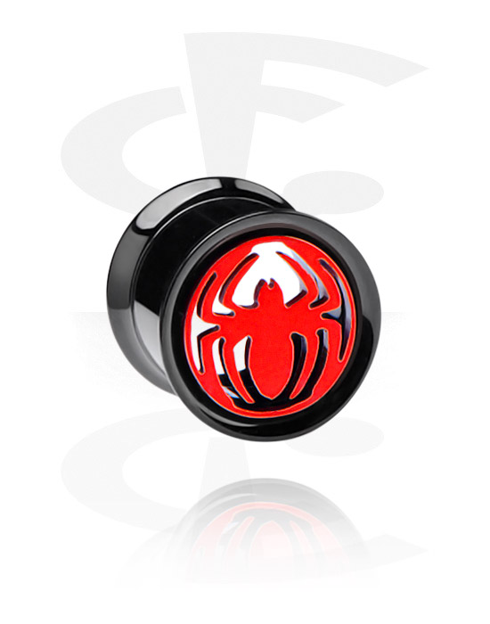 Tunnels og plugs, Black Double Flared Tunnel, Surgical Steel 316L