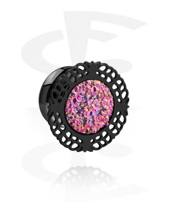 Tunnels & Plugs, Tunnel double flared (acier chirurgical, noir), Acier chirurgical 316L ,   Noir