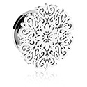 Alagutak és dugók, Screw-on tunnel (surgical steel, silver) val vel ornament, Sebészeti acél, 316L