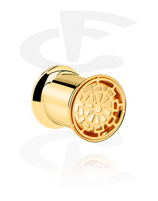 Tunnels & Plugs, Double Flared Tunnel, Gold Plated Surgical Steel 316L