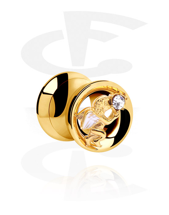 Tunnels & Plugs, Double flared tunnel (chirurgisch staal, goud, glanzende afwerking), Verguld chirurgisch staal 316L