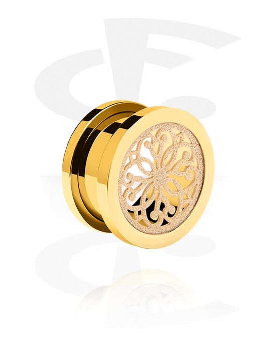 Tunnels & Plugs, Screw-on tunnel (surgical steel, gold, shiny finish), Gold Plated Surgical Steel 316L