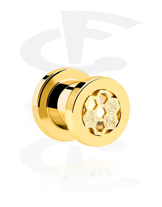 Tunnels & Plugs, Screw-on tunnel (surgical steel, gold, shiny finish), Gold Plated Surgical Steel 316L