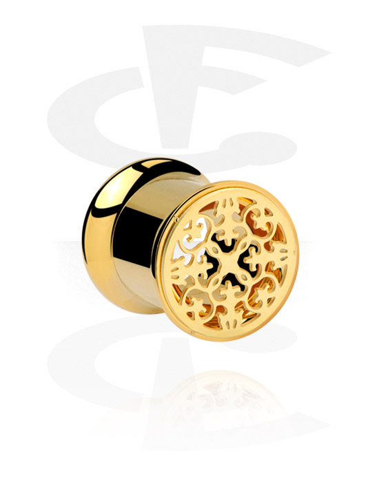 Tunnels & Plugs, Double Flared Tunnel, Gold Plated Surgical Steel 316L
