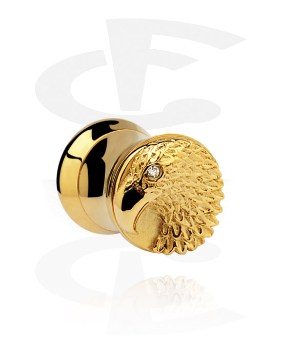 Tunnels & Plugs, Gold Plated 3D Flesh Tunnel, Gold Plated Surgical Steel 316L