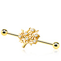 Barbells, Industrial Barbell with tree attachment, Gold Plated Surgical Steel 316L