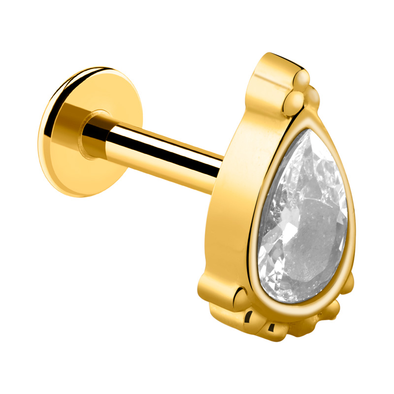 Labret à filetage interne Acier chirugical 316L / Plaqué or Labrets