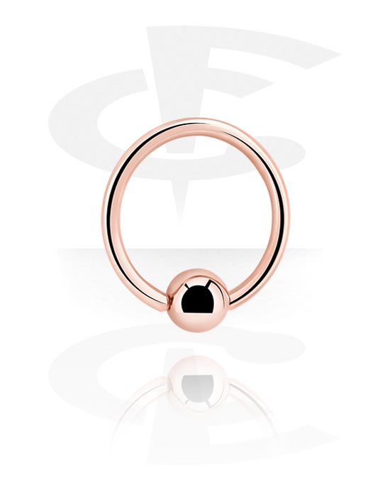 Piercingové kroužky, Kroužek s kuličkou (chirurgická ocel, růžové zlato, lesklý povrch), Chirurgická ocel 316L pozlacená růžovým zlatem