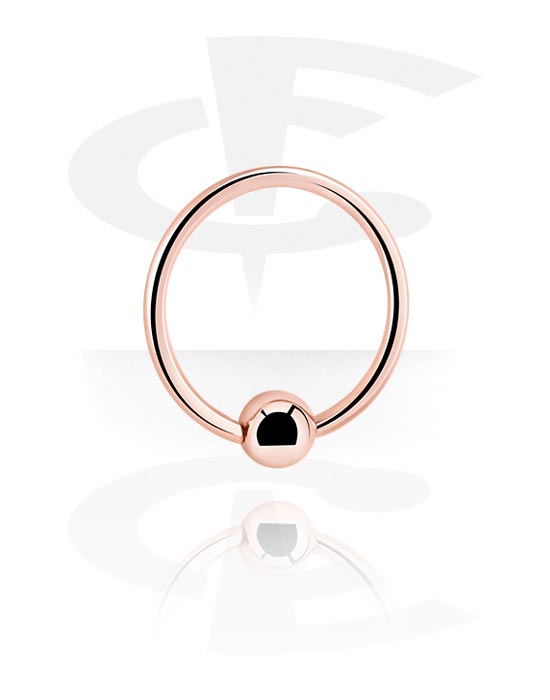 Alke za piercing, Prsten s kuglicom (kirurški čelik, ružičasto zlato, sjajna završna obrada), Kirurški čelik pozlaćen ružičastim zlatom 316L