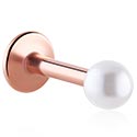 Labrety, Labret (surgical steel, rose gold, shiny finish) s Guľôčka, Chirurgická oceľ 316L pozlátená ružovým zlatom ,  Akryl