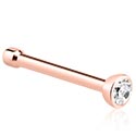 Piercings nez & Septums, Piercing nez droit (acier chirurgical, or rosé, finition brillante) avec pierre en crystal, Acier chirurgical 316L ,  Plaqué or rose