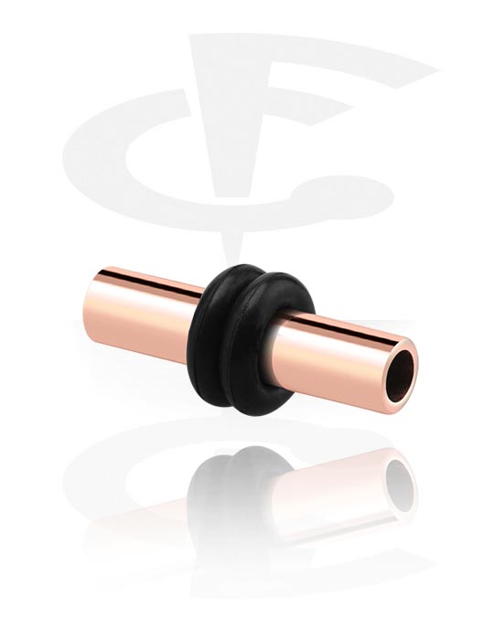 Tunnels & Plugs, Tunnel (surgical steel, rose gold, shiny finish) with O-rings, Rose Gold Plated Surgical Steel 316L