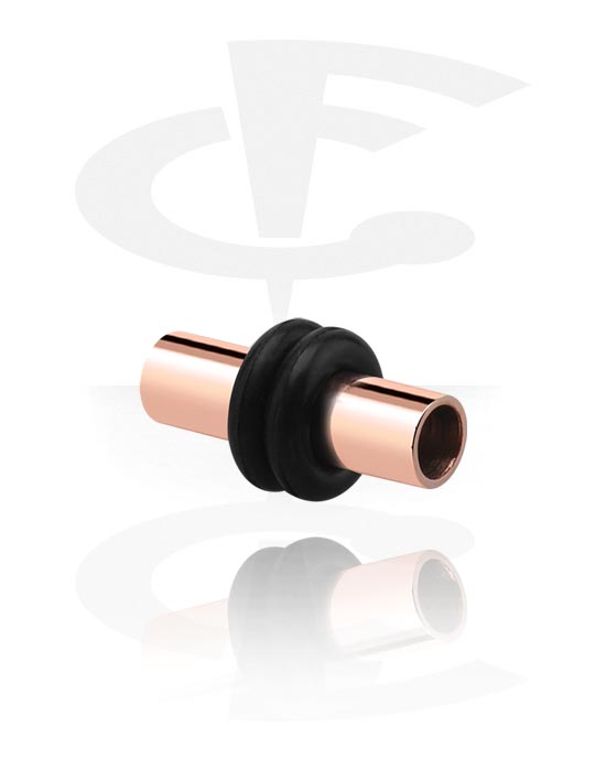 Tunnels & Plugs, Tunnel (surgical steel, rose gold, shiny finish) with O-rings, Rose Gold Plated Surgical Steel 316L