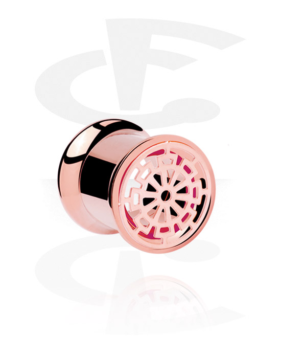 Tunnels & Plugs, Double flared tunnel (surgical steel, rose gold, shiny finish), Rose Gold Plated Surgical Steel 316L