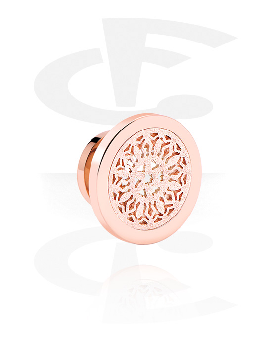 Tunnels & Plugs, Screw-on tunnel (surgical steel, rose gold, shiny finish), Rose Gold Plated Surgical Steel 316L
