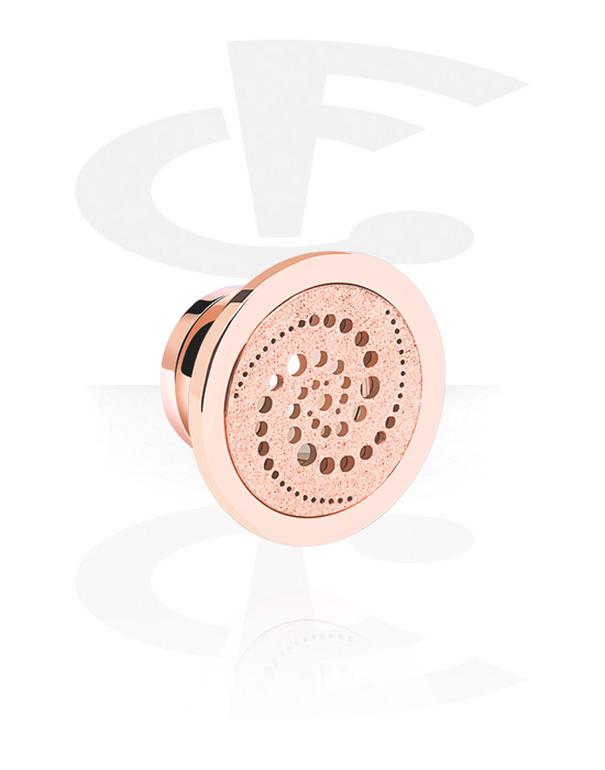 Tunnels & Plugs, Screw-on tunnel (surgical steel, rose gold, shiny finish) with spiral design, Rose Gold Plated Surgical Steel 316L