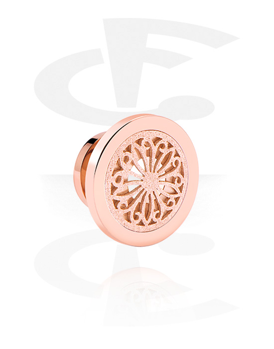 Tunnels & Plugs, Screw-on tunnel (surgical steel, rose gold, shiny finish), Rose Gold Plated Surgical Steel 316L