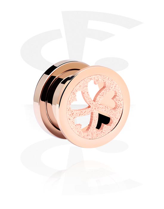 Tunnels & Plugs, Screw-on tunnel (surgical steel, rose gold, shiny finish) with heart design, Rose Gold Plated Surgical Steel 316L