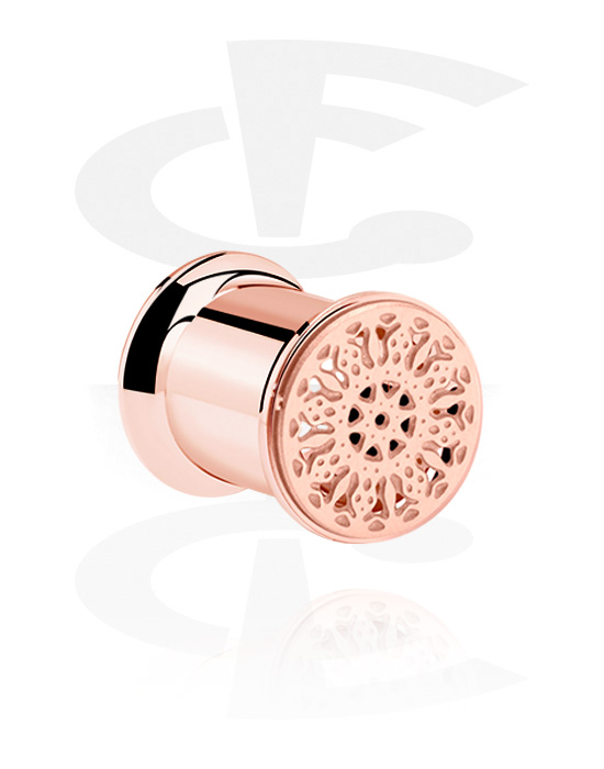 Tunnels & Plugs, Tunnel double flared, Acier chirurgical 316L ,  Plaqué or rose