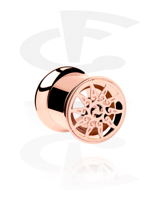 Tunnels & Plugs, Tunnel double flared (acier chirurgical, or rosé), Acier chirurgical 316L ,  Plaqué or rose