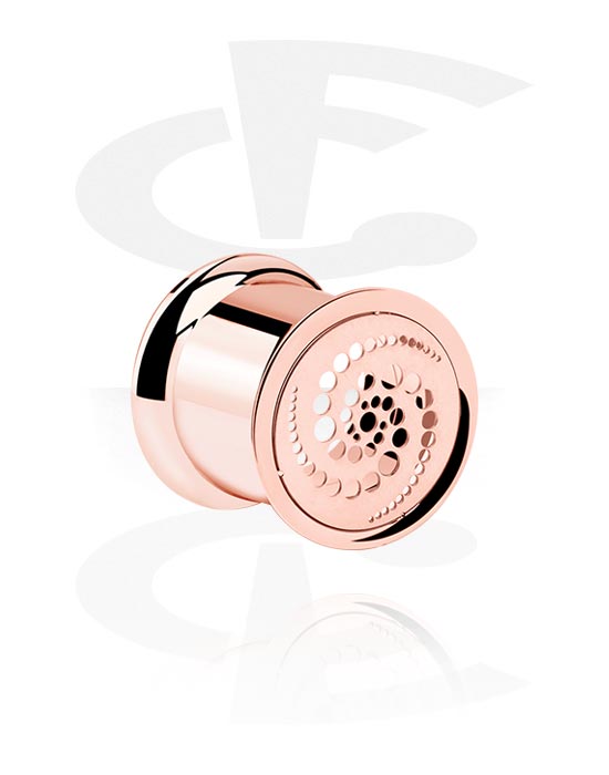 Tunnels & Plugs, Double flared tunnel (surgical steel, rose gold, shiny finish) with spiral design, Rose Gold Plated Surgical Steel 316L