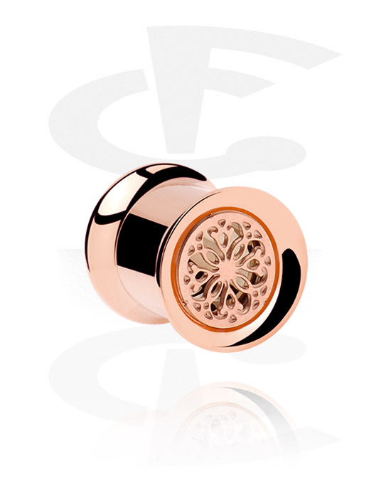 Tunnel & Plug, Double flared tube in oro rosato, Acciaio chirurgico 316L