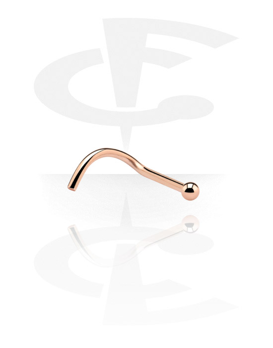 Nose Jewellery & Septums, Curved nose stud (surgical steel, rose gold, shiny finish), Rose Gold Plated Surgical Steel 316L
