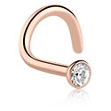Piercings nez & Septums, Piercing nez incurvé (acier chirurgical, or rosé, finition brillante) avec pierre en crystal, Acier chirurgical 316L ,  Plaqué or rose