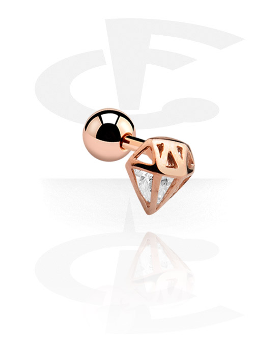 Helix & Tragus, Helix Piercing<br/>[Surgical Steel 316L/Rosegold], Rose Gold Plated Steel