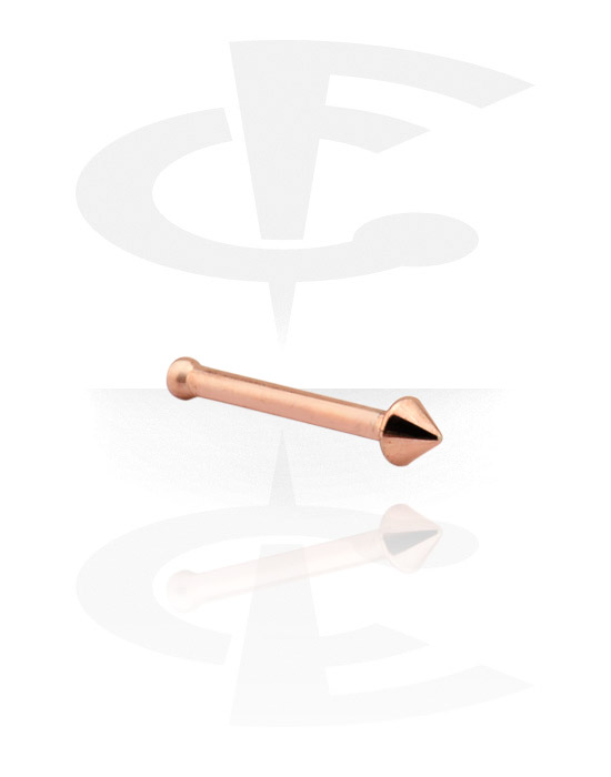 Nose Jewelry & Septums, Straight nose stud (surgical steel, rose gold, shiny finish) with cone, Rose Gold Plated Surgical Steel 316L