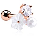 Helix & Tragus, Tragus-piercing med blomsterdesign og krystallstein, Rosegold Plated Surgical Steel 316L
