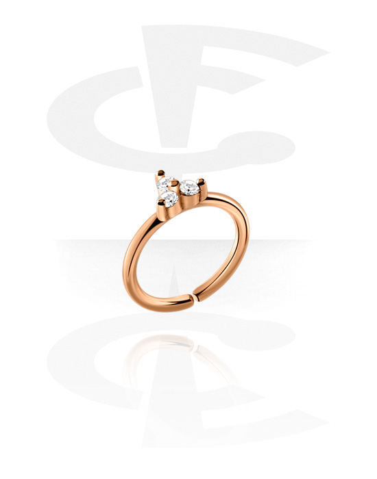 Anéis piercing, Continuous ring (aço cirúrgico, ouro rosé, brilhante) com pedras de cristal, Aço cirúrgico 316L banhado a ouro rosé