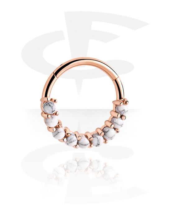 Piercinggyűrűk, Multi-purpose clicker (surgical steel, rose gold, shiny finish) val vel Szintetikus opál, Rózsa-aranyozott sebészeti acél, 316L